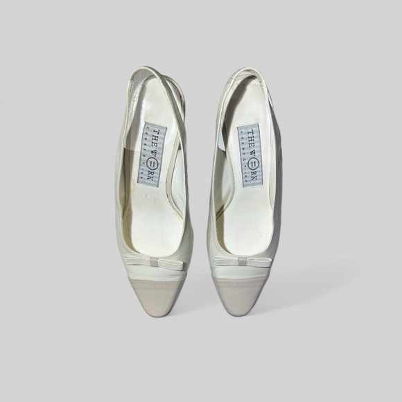 Vintage Leather Slingback Kitten Heel Sandals Neutrals Size 7.5 Women’s - Picture 2 of 10